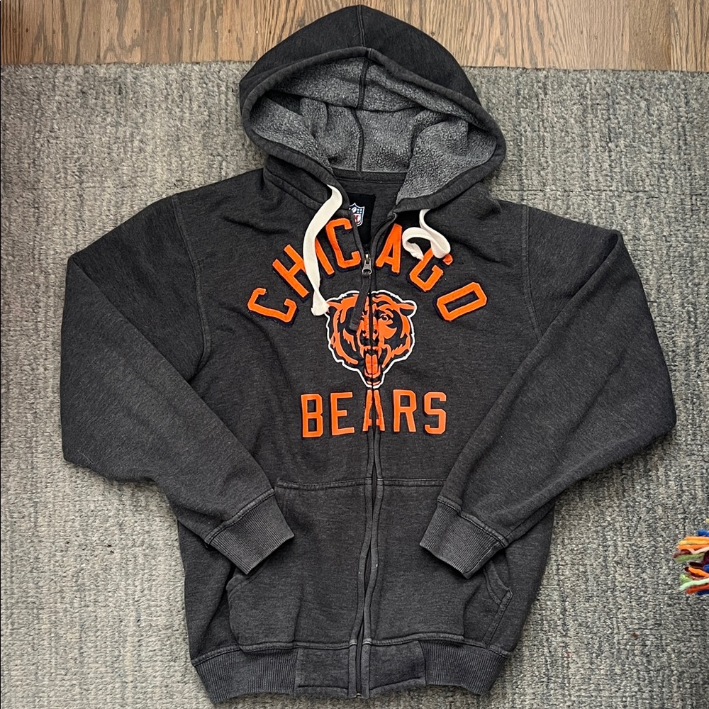 NFL Gray and Orange Zip-Up Hoodie- Chicago Bears